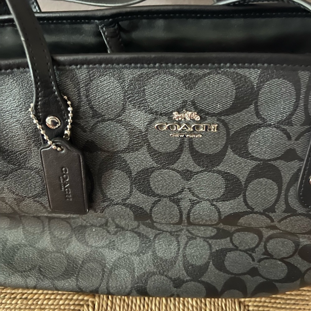 Coach Black Monogram Latch tote